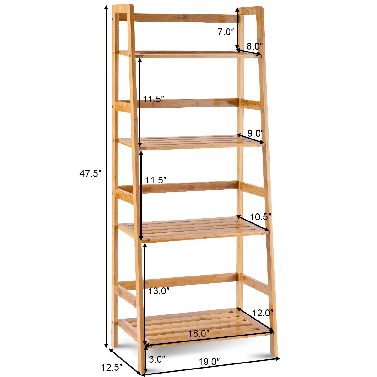 New Promotion Durable Material Vintage Bookshelf Storage Rack Bamboo Ladder Frame