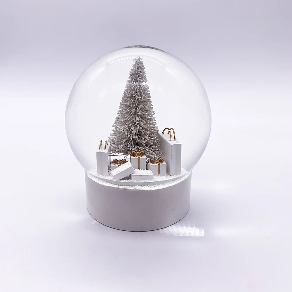 100MM pine tree + gift bag water polo with music resin mold crystal ball stand decoration holder