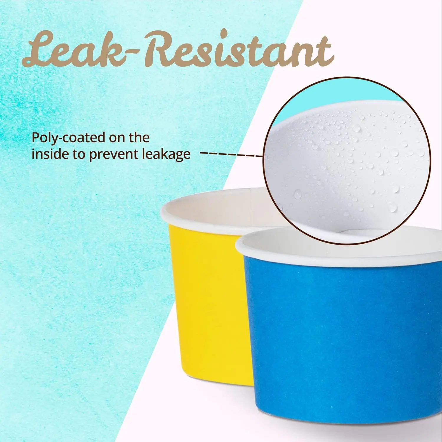 9-ounce Hot Pink, Baby Pink, Mint, Yellow, Blue Paper Ice Cream Cups 9 oz Disposable Custom Dessert Bowls for Hot and Cold