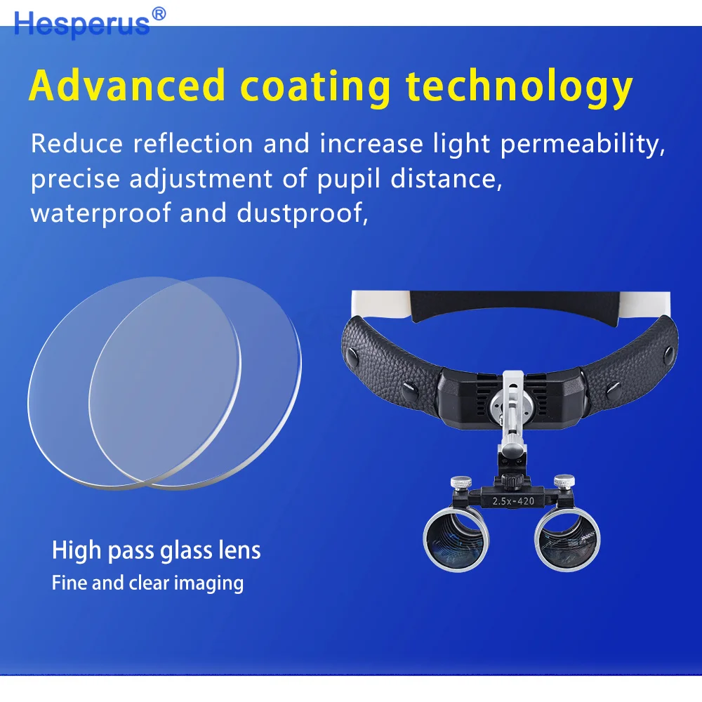 ENT Head Wearing Binocular Dental Headlight Loupe 2.5X 3.5X with 5W Spotlight with Rechargeable Lithium Battery Angle Adjustable