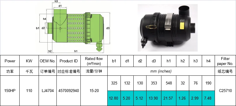 High Cost-Effective High Quality More Popular Air compressor filter 150hp/c25710 housing assembly AF25721 P782105