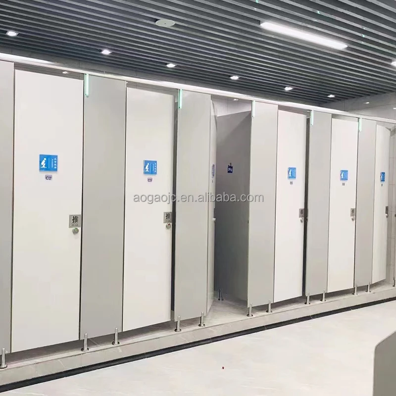 Compact Solid Phenolic Board Shopping Mall Toilet Cubicle Partition