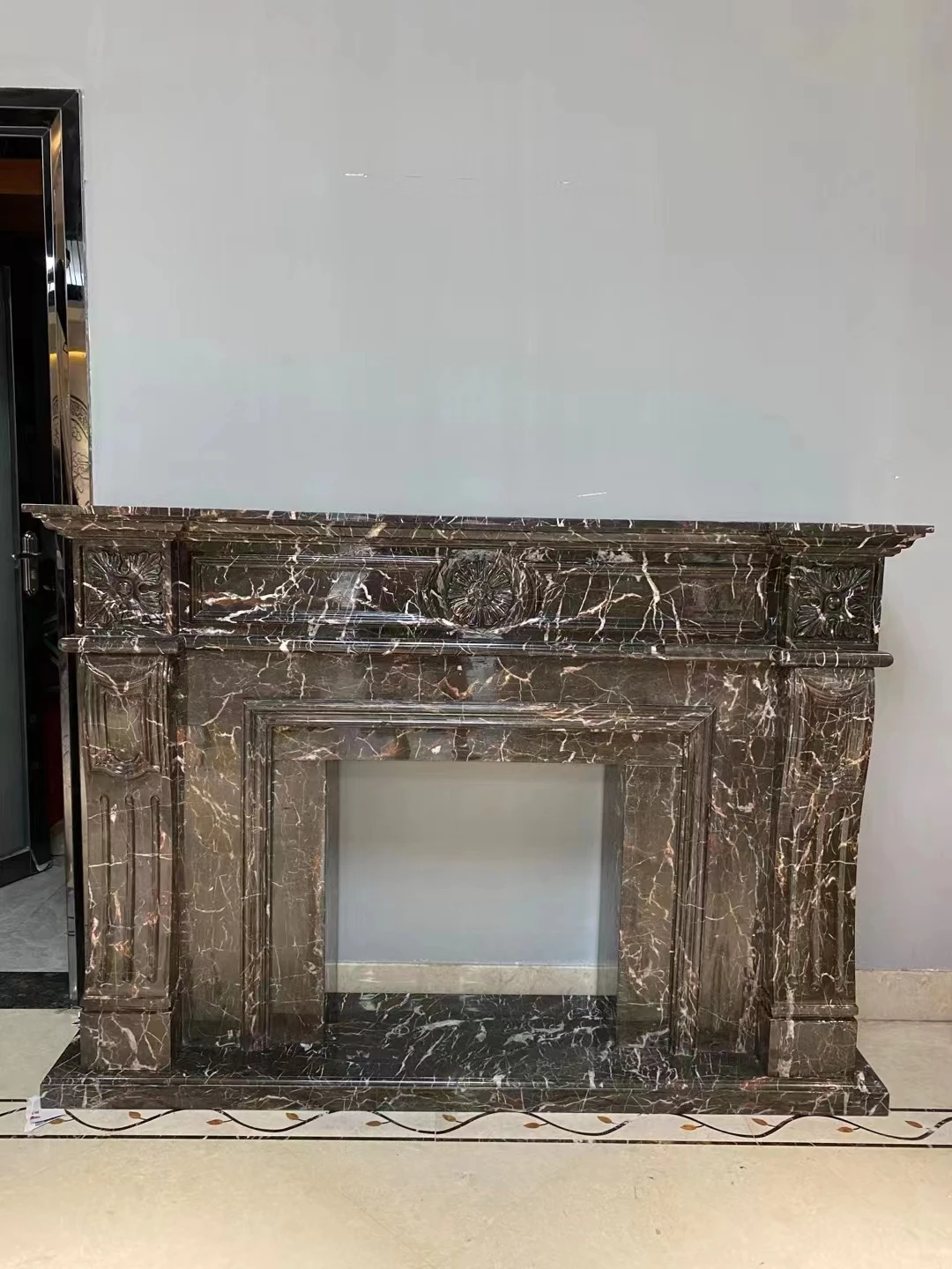 Modern Indoor Decorative Natural Stone Fireplace Surround Marble French Fireplace Mantel for sale