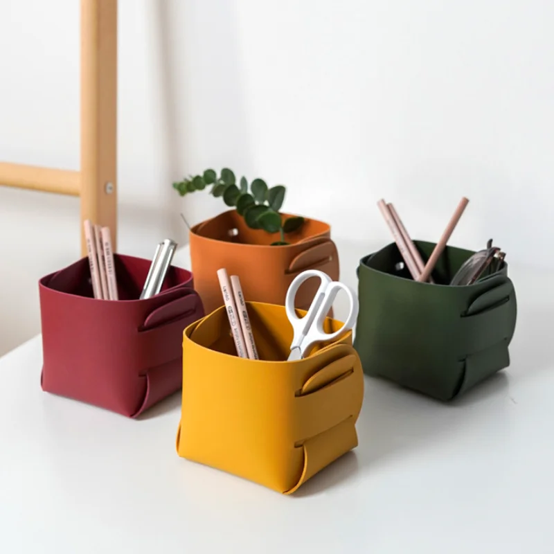 Nordic Style PU Leather Tray Organizer Desk Organizer for Storage of Wallets Watches Keys Coins Cell Phones in Office Equipment