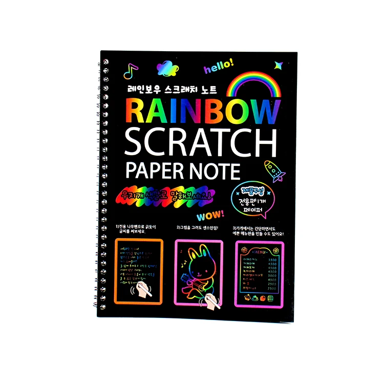 10 Sheets Drawing Board DIY Rainbow Magic Scratch Off Paper Set for Kids Arts and Craft