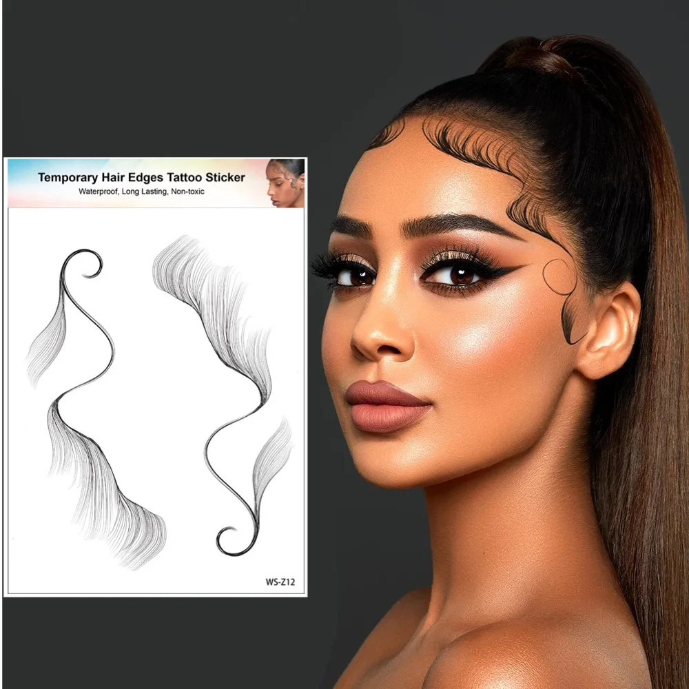 Hot sell sexy girl baby hair tattoo temporary waterproof face baby hair edges tattoo sticker