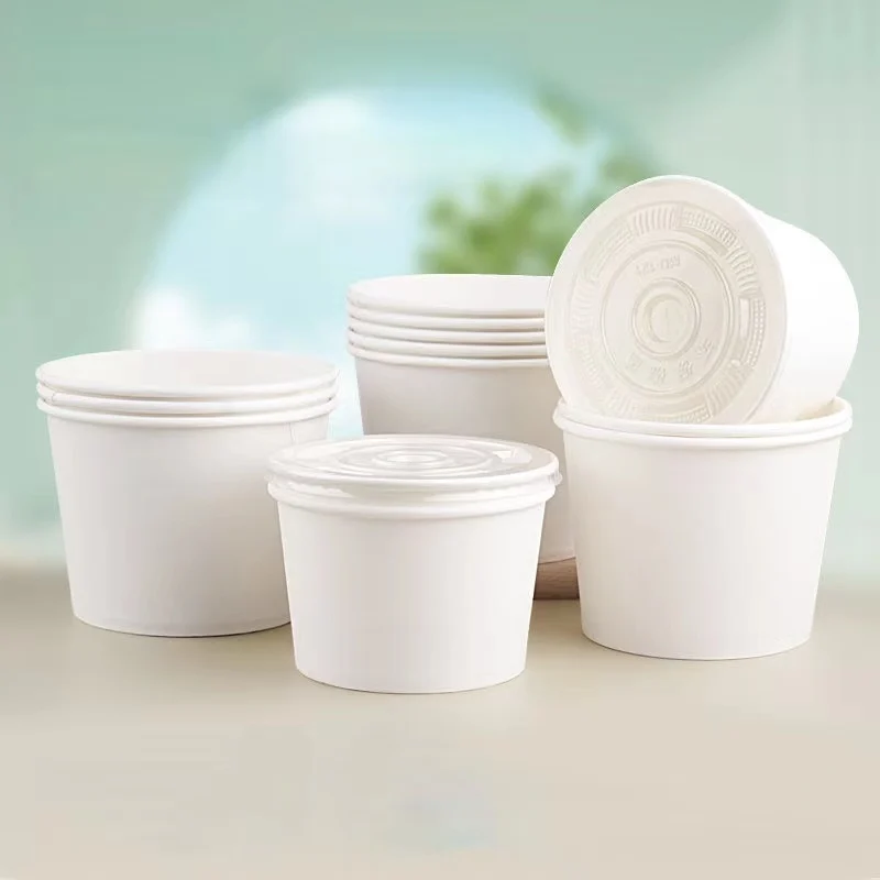 Disposable customized paper sundae dessert ice cream cup with  lid