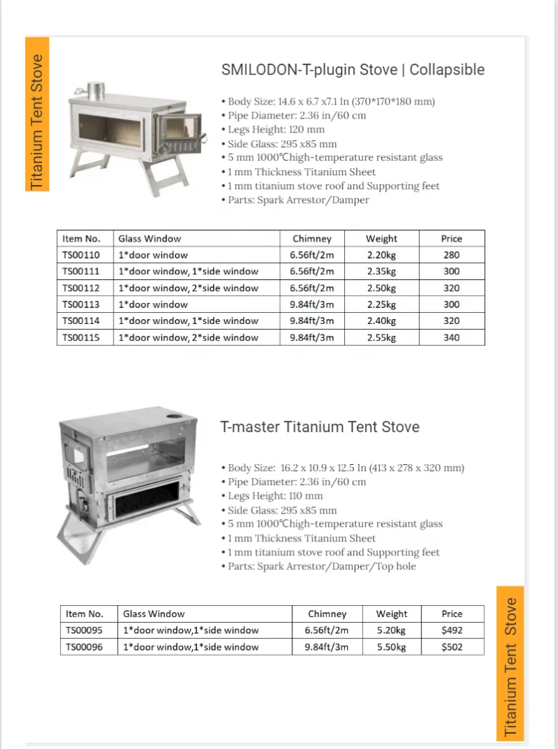 Mini Tent Stove Ultralight Stainless Steel Hot Tent Stove 30*19*15cm Outdoor Firewood Oven Portable Camping Wood Burning Stove