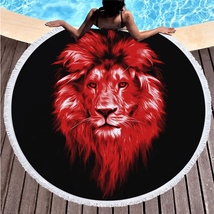 Factory Direct Round Printed Beach Towel Microfiber Plus Tassel Feel Soft Customizable Logo