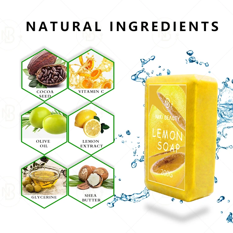 Custom Solid Fragrance Beauty Antibacterial Lemon Soap for Glowing Skin with Logo