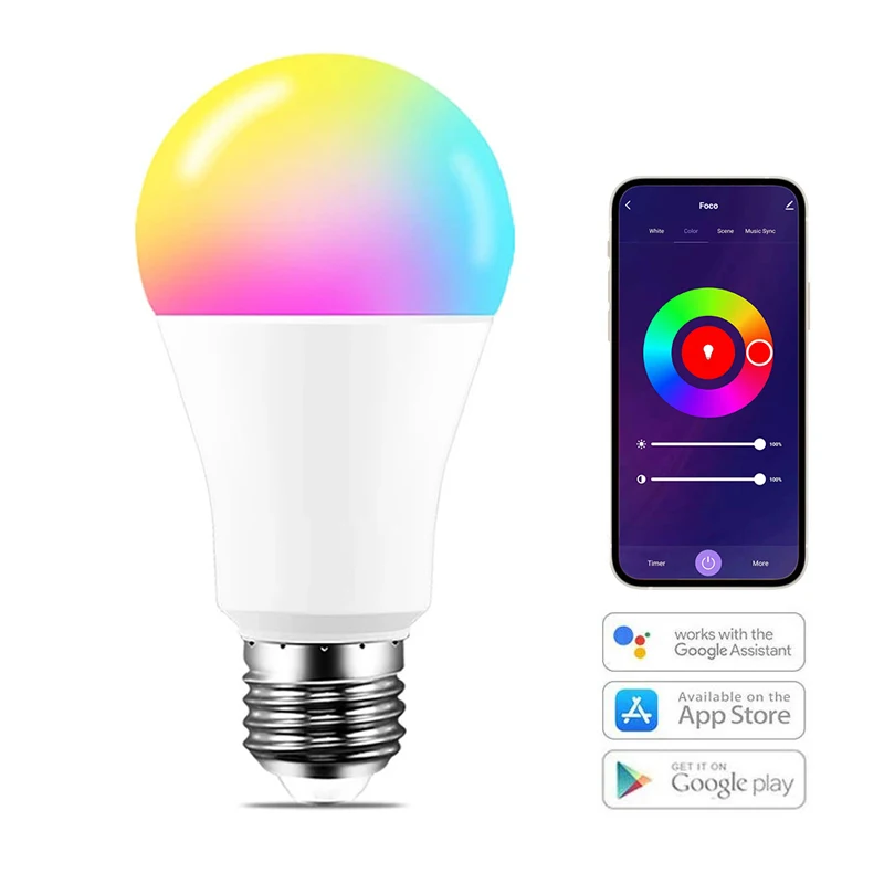 LED Smart Bulb RGB+CW 2700K-6500K Smart Light Multi-function Bulb Home Party lights Tuya Smart