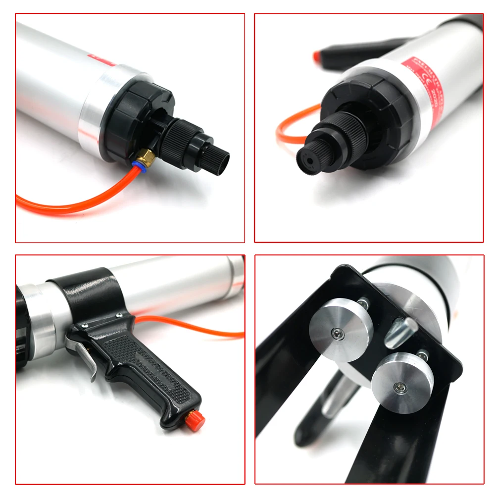 Pneumatic Applicator 600ml 1:1 Two Component Caulking Gun Professional Metal Air Dual Epoxy Gun