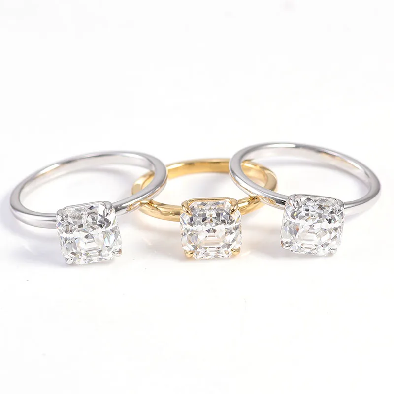 Solitaire Ring Double Paws D Color 1 Carat Asche Moissanite Ring Classic Style 92 Sterling Silver Plated 18k Gold Ring