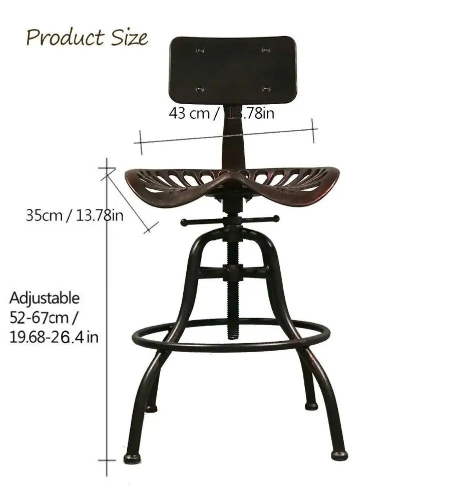 Industrial tractor seat bar stool  iron bar stool with back rest bar chair