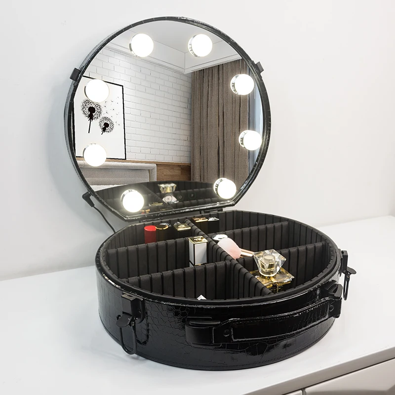 Лидер продаж на Amazon, роскошный косметический Футляр со светодиодными лампочками, интерьерная конструкция для косметики