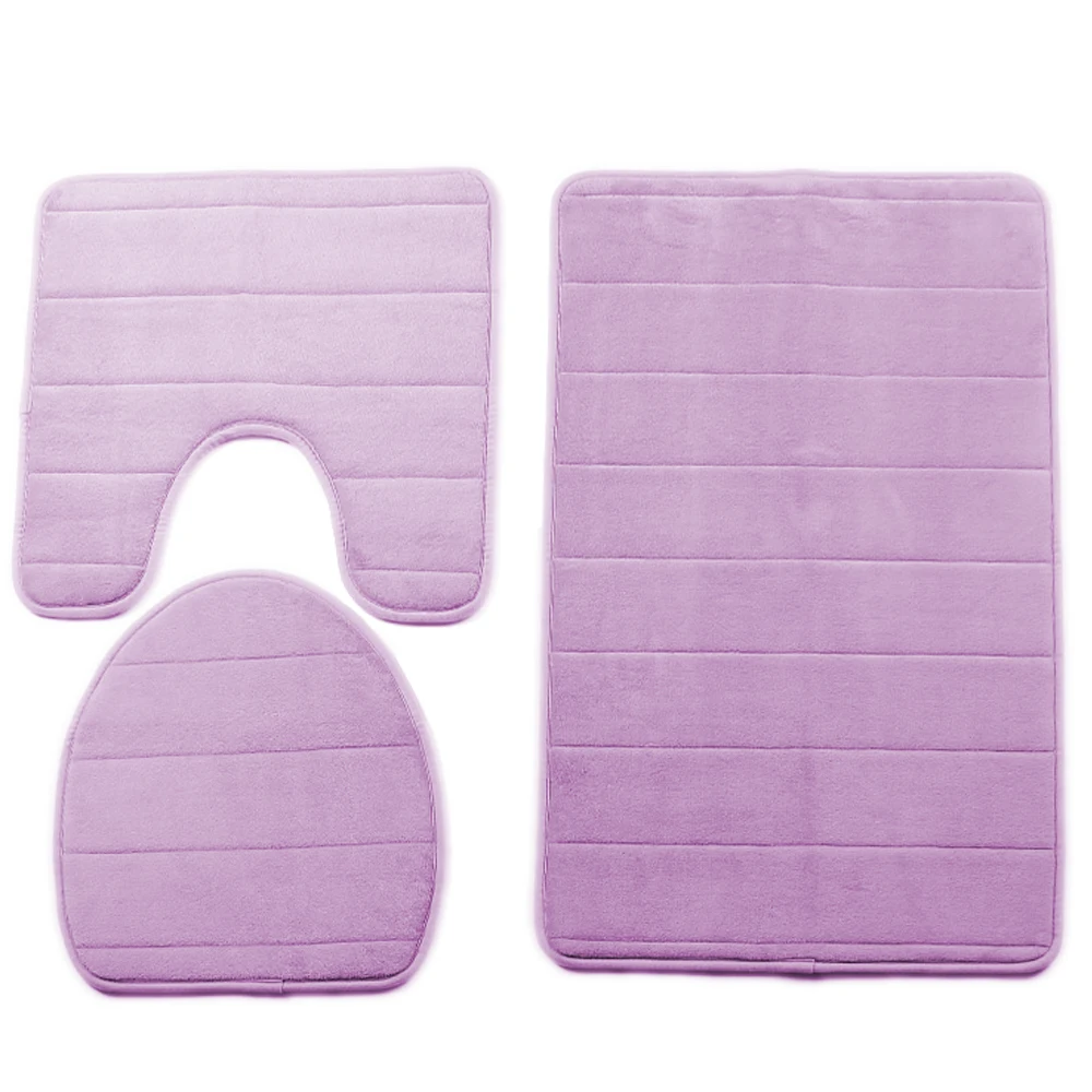 FMT Bath Rug Set  Bathroom Contour Rug Toilet Mat Sets Non Slip Microfiber Bath Shower Mat U-shaped Toilet Rug machine washable