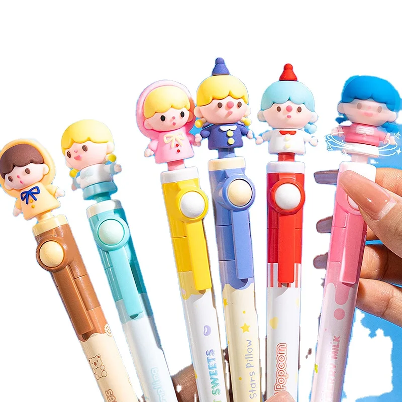 New Rotate Top Cartoon Animal Girl Toy Play Interesting Stationery Gifts Gel Pen For Christmas