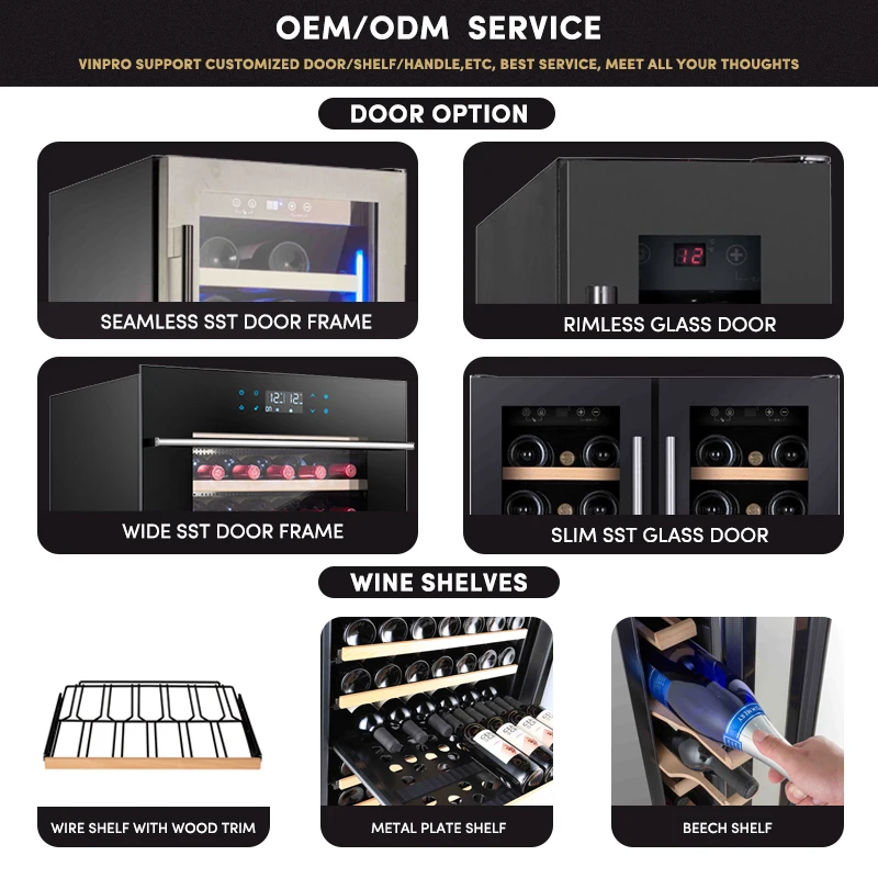 Vinopro OEM ODM Dual Zone 50 л 22 бутылки пива вина и напитков холодильник для белого погреб