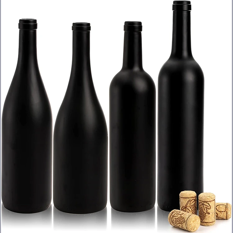 Hot sale empty 750ml liquor wine bottle black whiskey glass bottle for decoration for homemade wine vodka