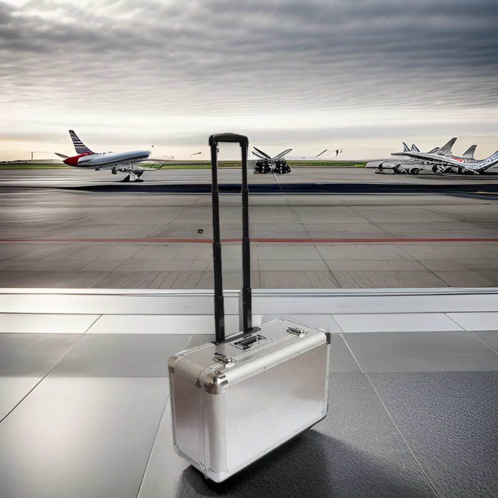 OEM office travel carry on barber aluminium suitcase with trolley