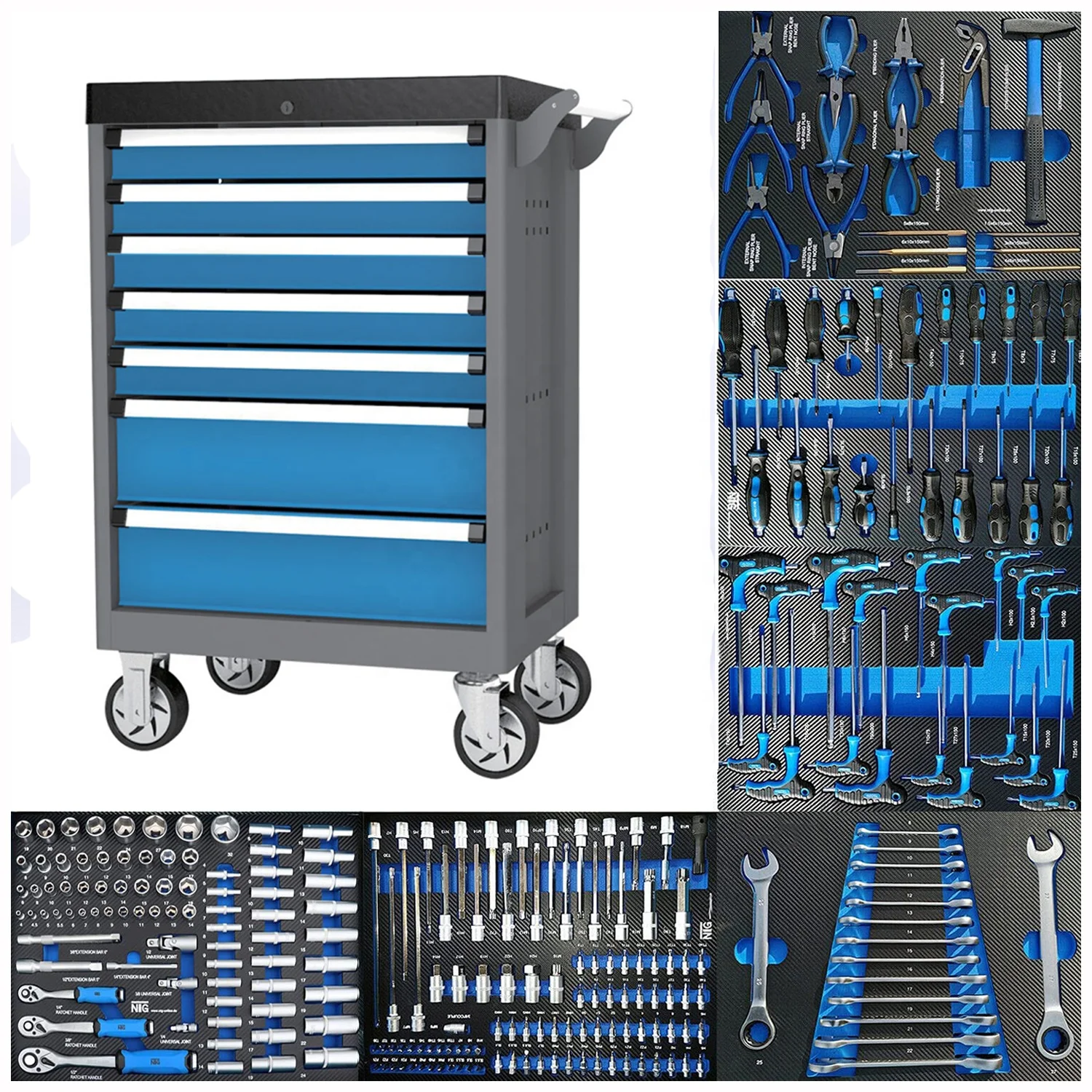 Metal Tool Cabinet for Storage 258 Pcs Auto Tools Set