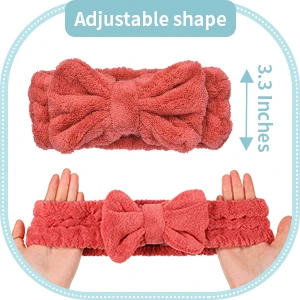 CHENGHE Wholesale solid color bowknot microfiber facial headband girl spa skincare hairband make up elastic headband for women