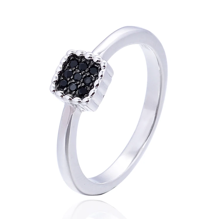Nickel Lead Free Italian Design Engagement Rings Beautiful 925 Sterling Silver Black Diamond Ring
