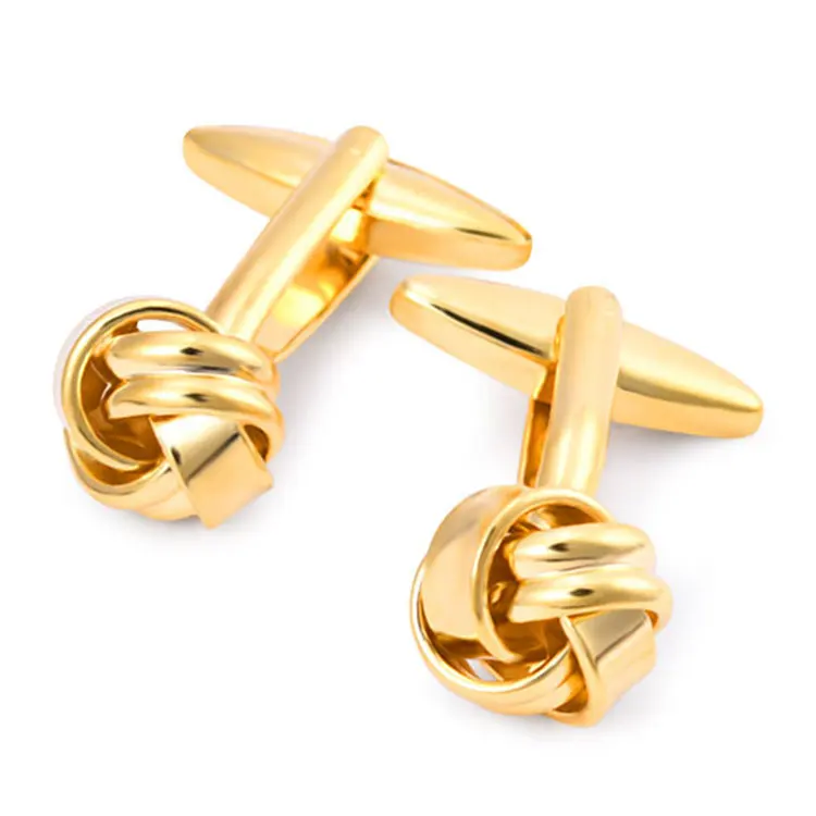 
Hot Sale Copper Material Cuff Links Gold Color Knot Design Metal Knot Cufflinks For Men 
