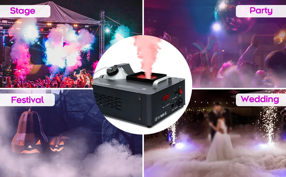1500W Smoker 2.5L Smoke Fog Machine Spray Up/Down Fogger DMX 24 RGB LED Stage Smoke Machine Vertical Fogger Mist Equipment