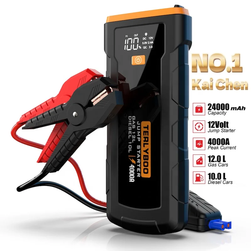 KAICHEN 12v 24v 4000A arrancador de coche portatil bateria para auto multiusos jump starter