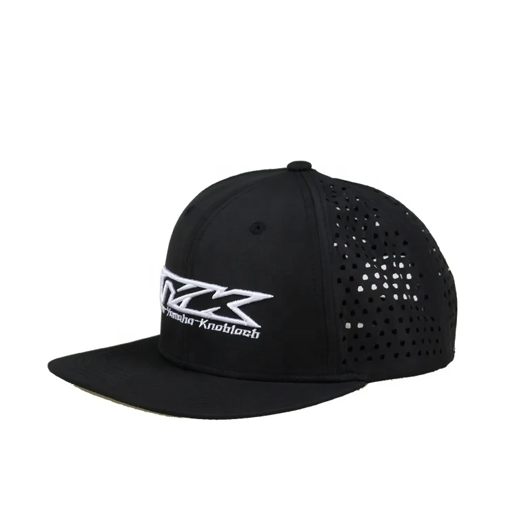 Factory Custom Men High Quality Waterproof Twill 6 Panel Laser Cut Snap Back 3D Embroidery Logo Trucker Caps Hat