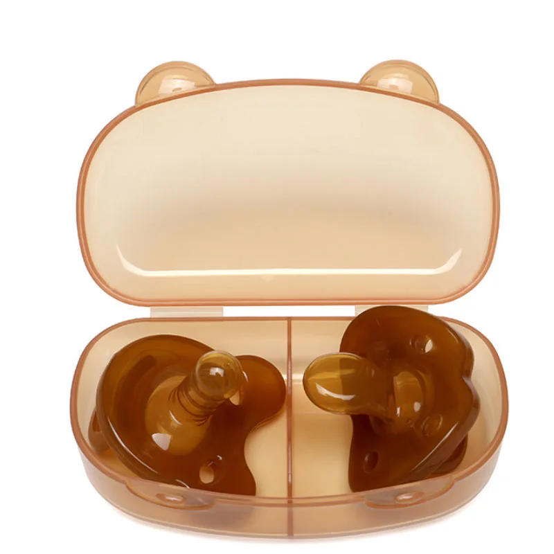 Wholesale silicone baby pacifier with chain and packing case for baby nursing