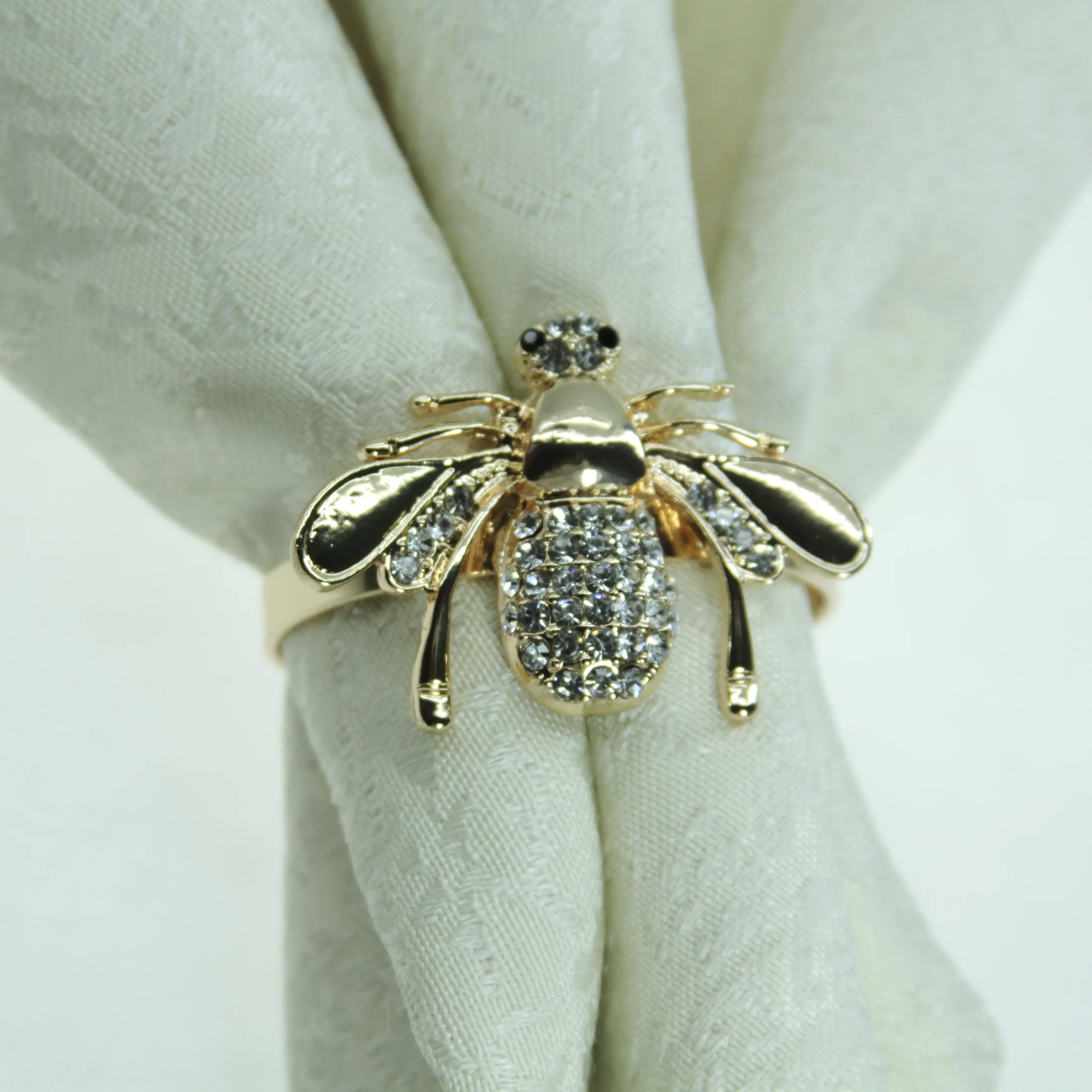 cheap bulk gold silver bee metal napkin ring with velvet for wedding with high quality qn19102201