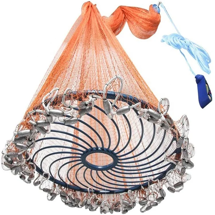 Fish Nets Tools Trap Weights Wide Open Disc Heavy Lead Sinker Ring Throw Mesh Saltwater Container Easy Bait Fishing Cast Net