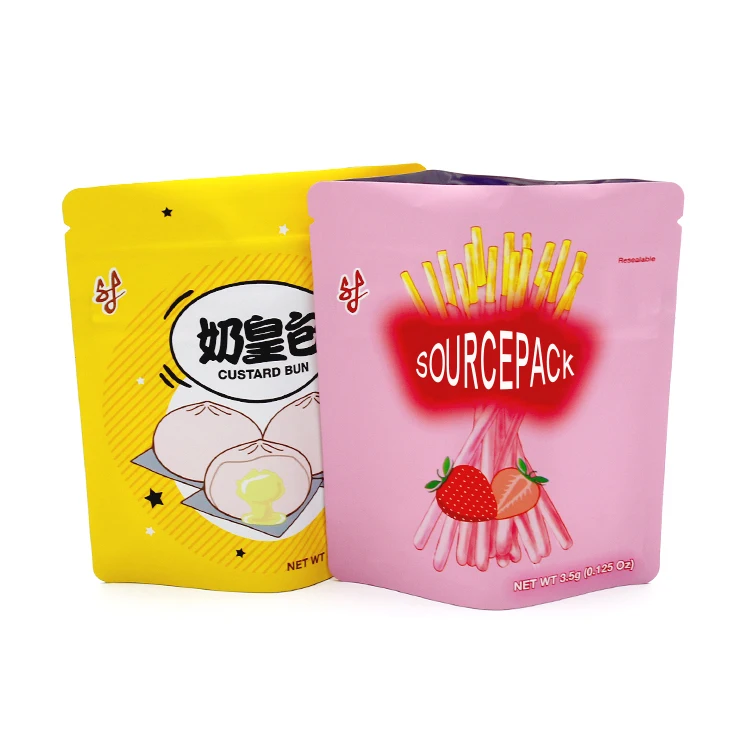 Manufacturer Stand Up Mylar Pouch with Child Resistant Ziplock  Smell Proof Soft Touch Sweet Gummy Mylar Bags