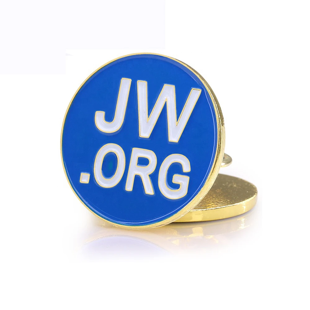 Металлические Булавки круглой формы JW.ORG, позолоченные жесткие эмалевые значки
