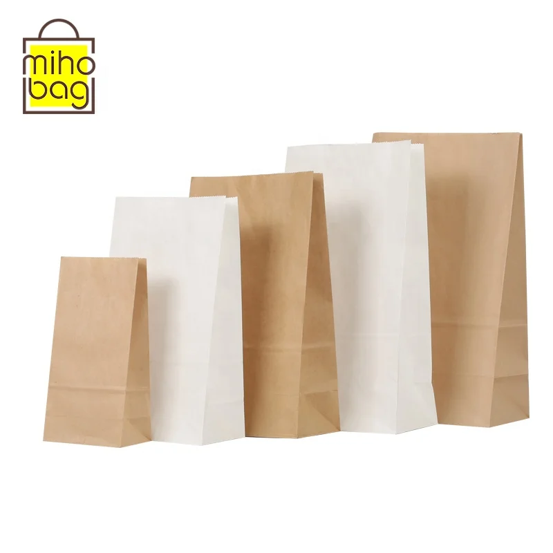 no handle food grade  white and brown kraft paper bag for food takeaway