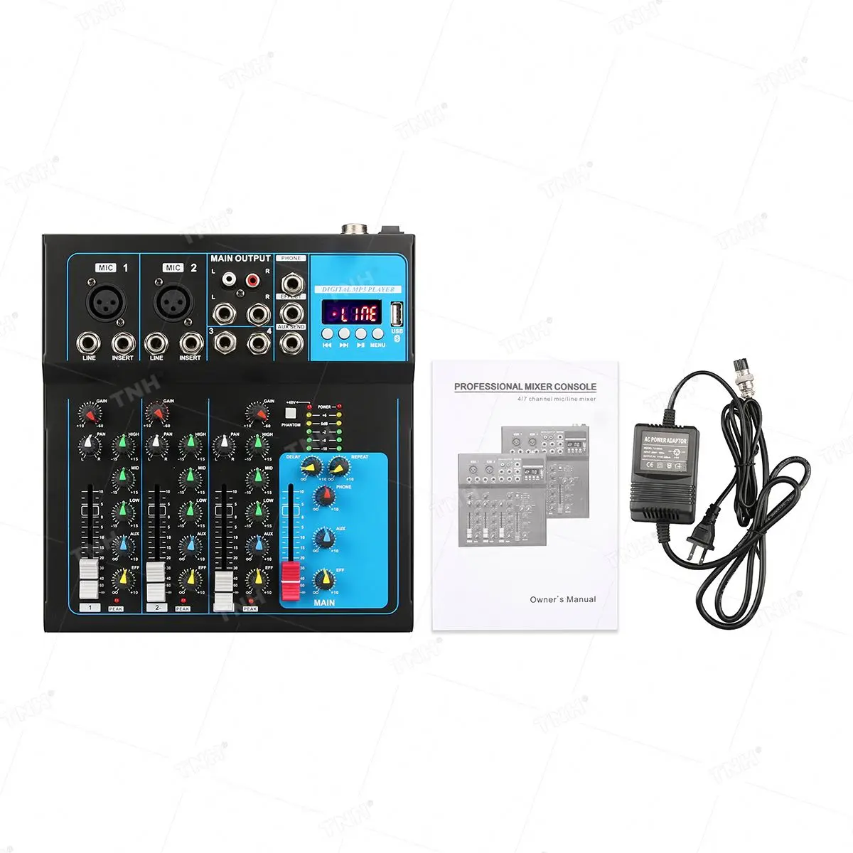F4 Professional DJ Controller/Audio Console Mixer Digital Audio Sound Card Mixer 4 Channlel Mic/Line Audio Music Console Mixer