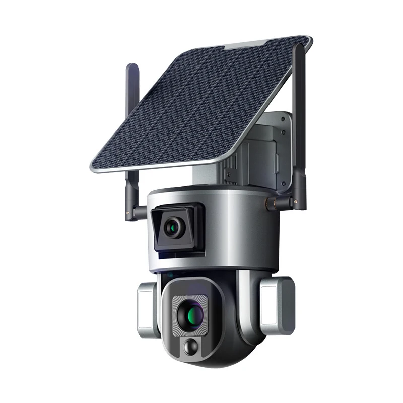 4G 4K солнечная панель PTZ купольная Камера уличная Wi-Fi камера CCTV с двумя линзами беспроводная наружная безопасности цветная ночного видения/