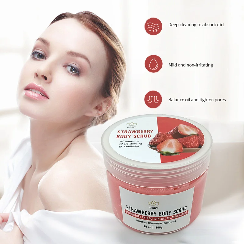OEM Private Label Natural Exfoliating Whitening Organic Strawberry Body Cleaning Fruit Body Scrub