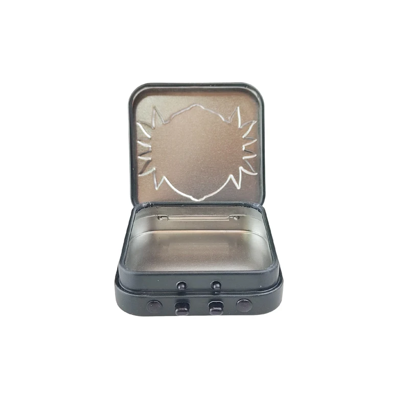 Archibald Custom Black Square Metal Tin Box Child Resistant Clam shell Portable Packaging Jar Empty Tin Metal Box Metallbox