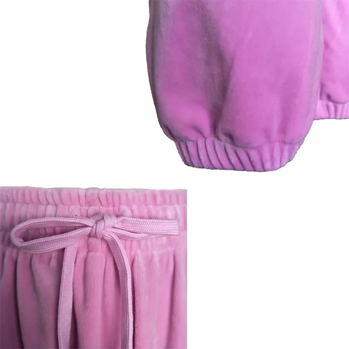 
Wholesale Custom Casual Ladies 230gsm 95% poly 5% ea velour Lounge Sleepwear Women Loose Pants 