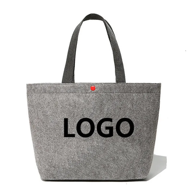 Customized reusable wool felt ladies bag shopping tote bag