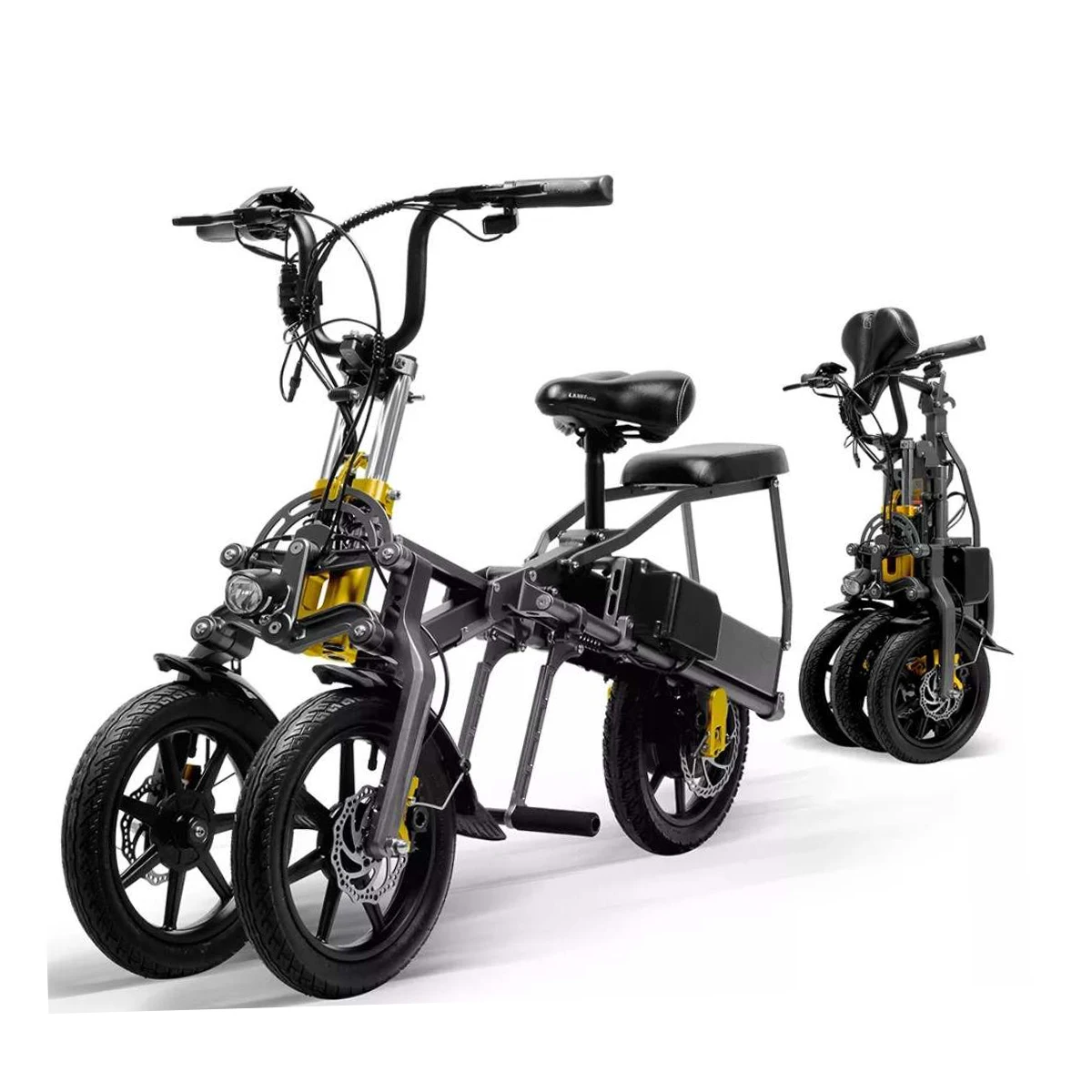 Foldable 350w 48v ebike waterproof 3 wheels scooter 14inch folding electric bike