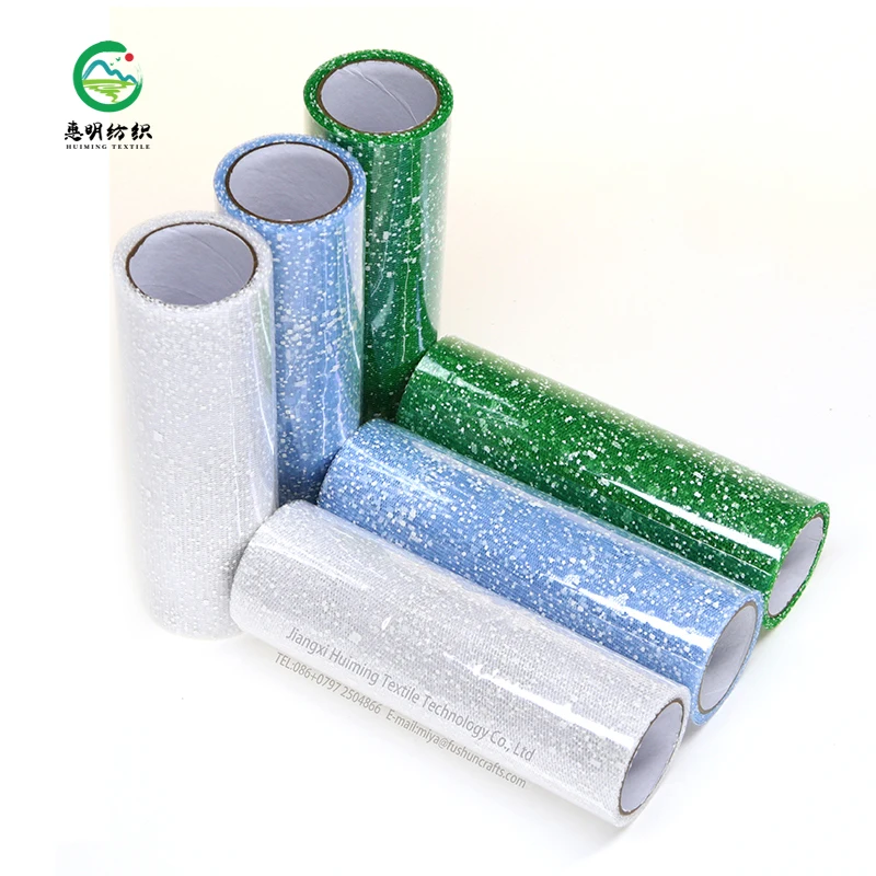 6 inch Nylon Fabric Snow Dot Mesh Fabric Gift Box Packaging Party Foamed Tulle Roll