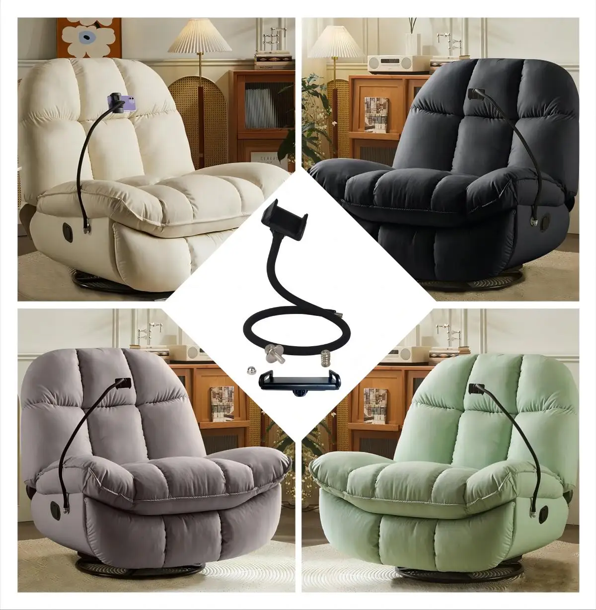 Electric Sofa Mobile Phone Holder 90cm Long Soft Silicone Wrapped Metal Supported electric rocking chair Mobile Phone Holder Rod