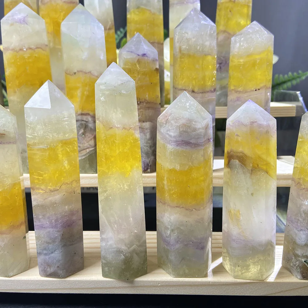 Wholesale Natural Crystal Tower Yellow Fluorite Single Point For Crystal Decorations