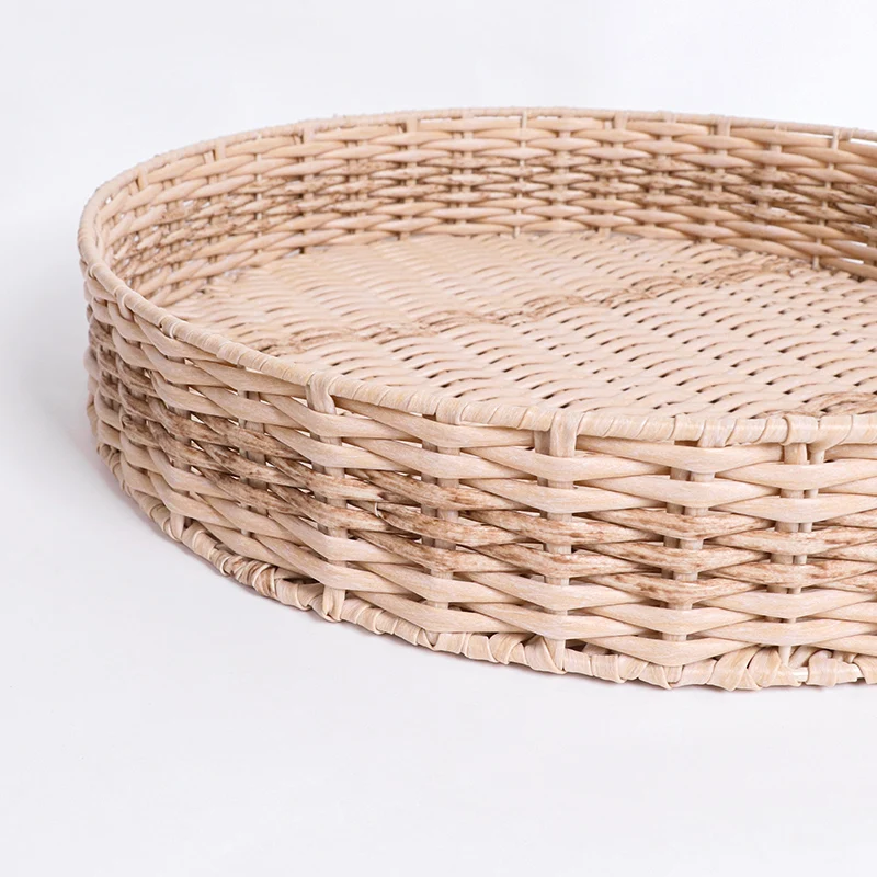 High quality custom handcraft  office desk organizers plastic rattan tray basket food&storage trays for fruit candy