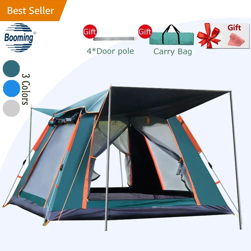 4 Person Luxury Booming glamping Stretch Yurt Folding Family Speed Open Rainfly house shaped Camping Tent For events outdoor