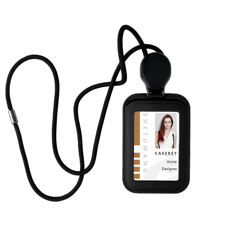 Новый дизайн выдвижной держатель для бейджа кожаный чехол банковских карт